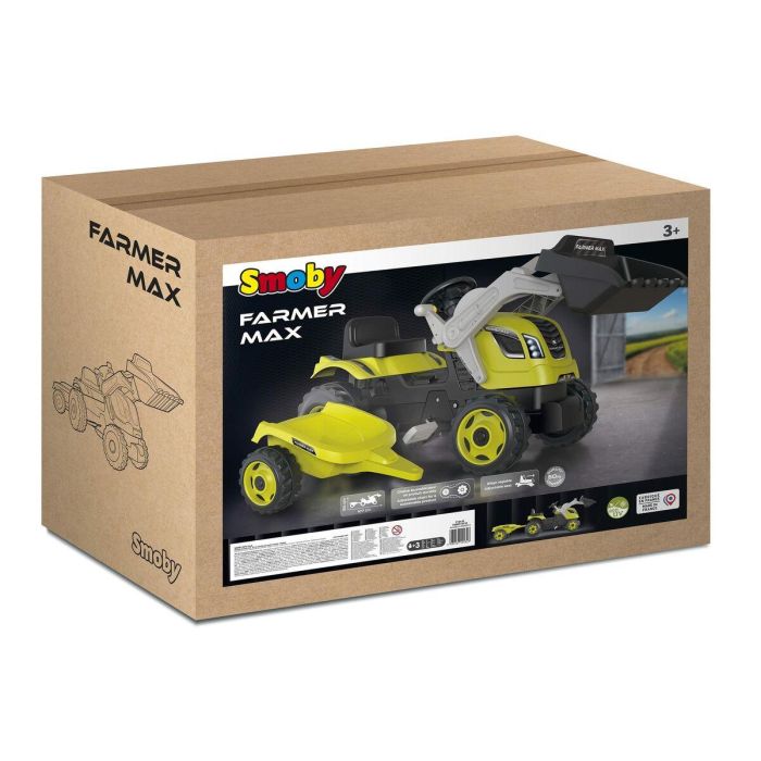 Smoby Farmer Max Pedal Tractor + Trailer + Shovel - Verde 1