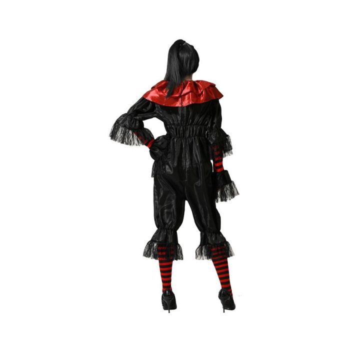 Disfraz Adulto Payasa Negra Terrorífica con Mono Largo y Volantes para Halloween Mujer Talla M-L
