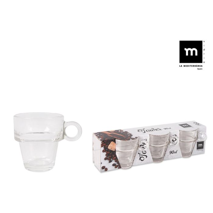 Set de 3 Tazas para Café Tower 90 ml - La Mediterranea (24 Cajas) Set de 3 Tazas para Café Tower 90 ml - La Mediterranea (24 Cajas)