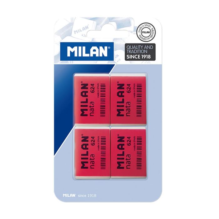 Milan Nata 624 Goma de Borrar Blanca Suave, Versátil y No Abrasiva, Protege el Papel, Ideal para Lápiz, Blister 4 Unidades 1 Milan Nata 624 Goma de Borrar Blanca Suave, Versátil y No Abrasiva, Protege el Papel, Ideal para Lápiz, Blister 4 Unidades 1