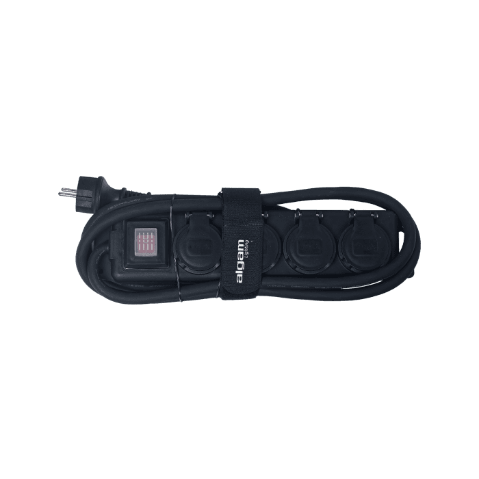 ALGAMLIGHT Regleta estanca 4 vías con interruptor, IP44, 2 m, uso exterior