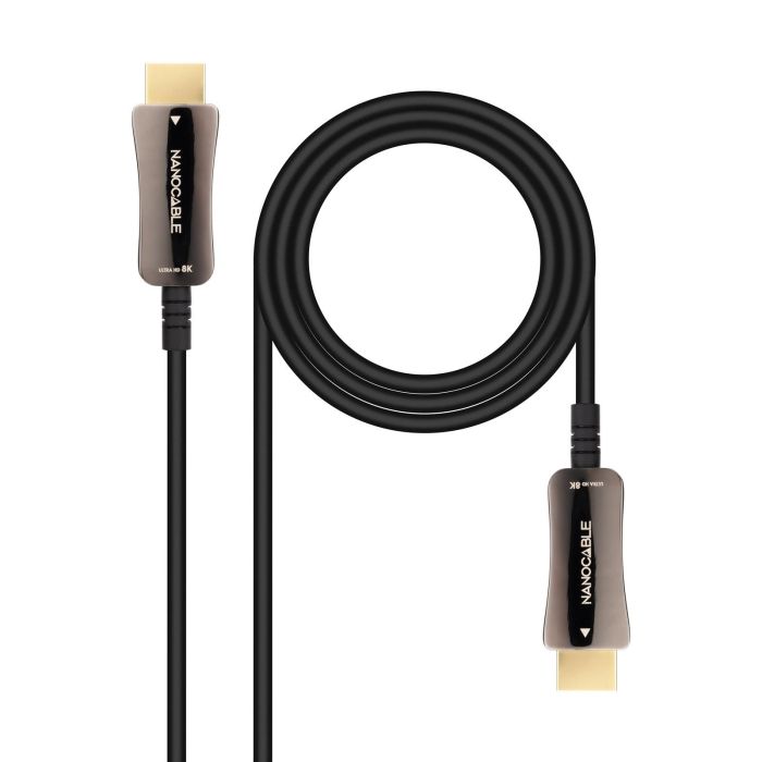 NANOCABLE Cable HDMI V2.1 AOC 8K@60Hz 4K@120Hz 48Gbps A/M-A/M, Negro, 15 m