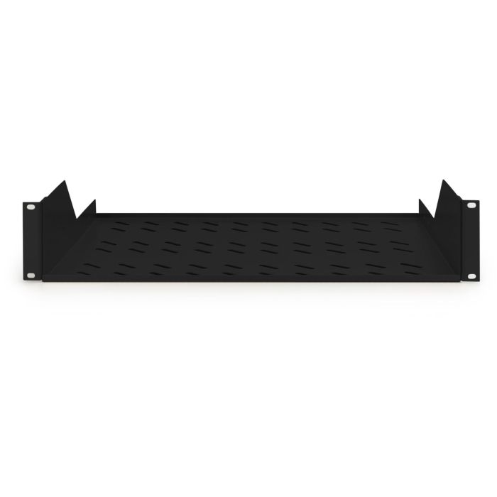 Digitus estante fijo 2U para racks de 450mm profundidad, acero negro (RAL 9005), 88x482x349 mm, hasta 25 kg, incluye fijaciones 3