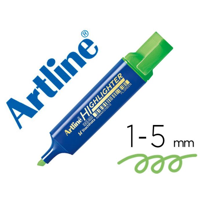 Rotulador Artline Fluorescente Eks-600 Verde Punta Biselada 10 unidades