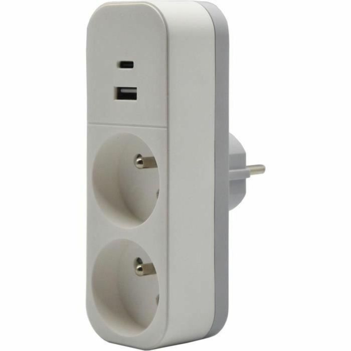 Quarx QUA4004282472414 Biplite - 2P 16A - Con USB-A y USB-C, Compatible con NF 3