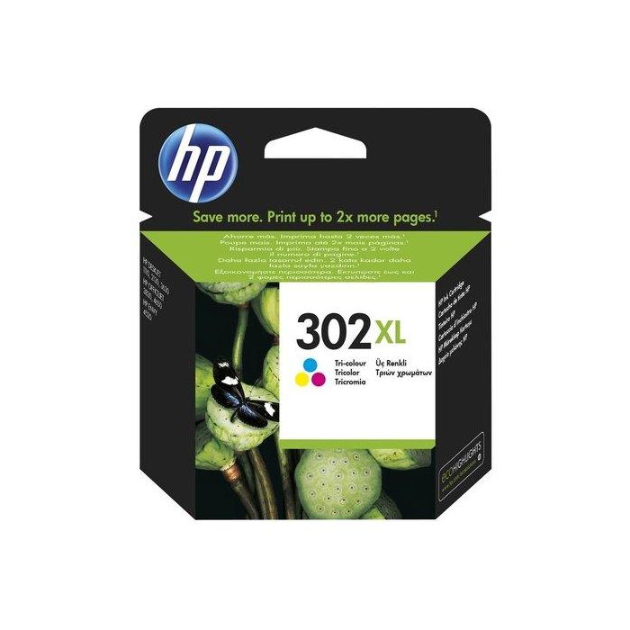 Cartucho Inkjet Hp F6U67Ae Nº302Xl Desktop 1010/2130/3630, Envy 4520/4522, Officejet 3830/3834/4650 Tricolor 330 Pág.