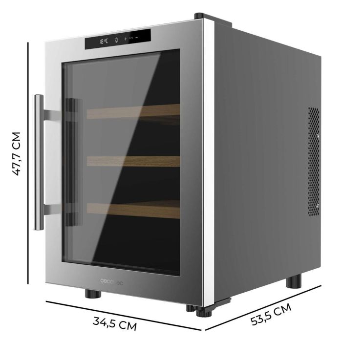 Cecotec Vinoteca 12 botellas GrandSommelier 1255 acero inox, termoelectrica, clase E, LED 2