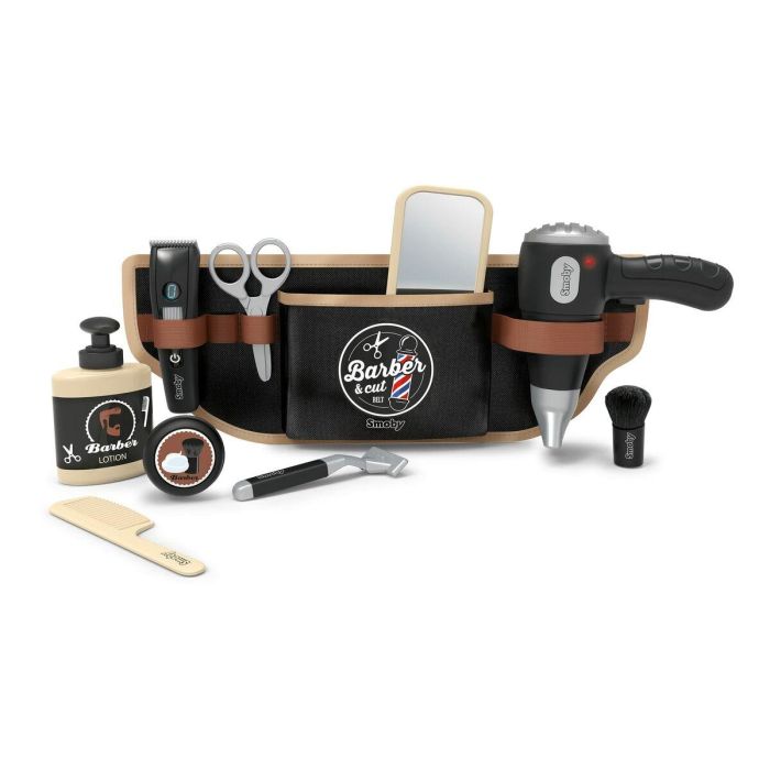 Smoby Cinturón de Peluquero para Niños y Niñas con 10 Accesorios: Tijeras, Maquinilla, Secador Electrónico y Espejo para Jugar