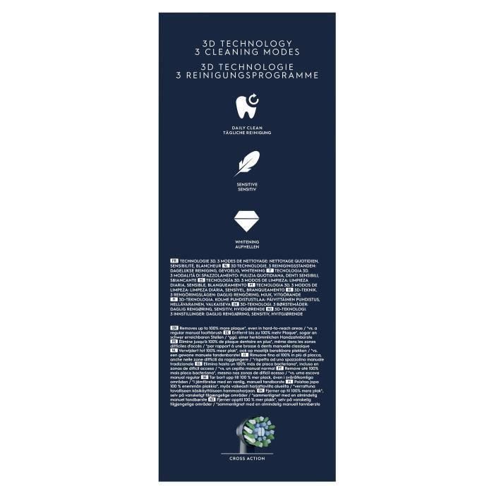 Cepillo de dientes eléctrico - ORAL-B - Pro 1 - Negro - Sensor de presión 360 - 7 días de duración de la batería 5