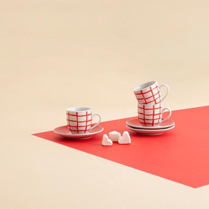 Set 6 Tazas con Plato Porcelana Kansas Quid 9 cL 1 Set 6 Tazas con Plato Porcelana Kansas Quid 9 cL 1
