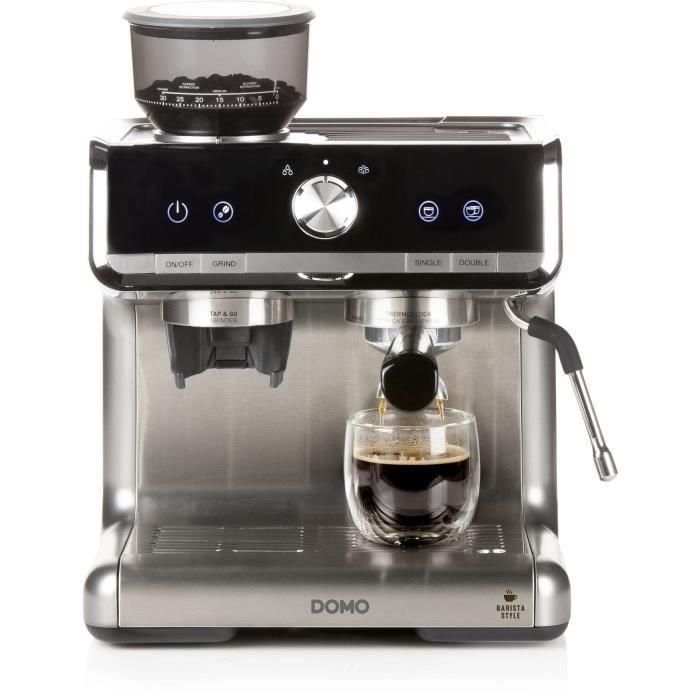 Cafetera espresso semiprofesional con molinillo - DOMO - DO720K - 1500 W - 15 bares - 1 o 2 tazas - 30 configuraciones Cafetera espresso semiprofesional con molinillo - DOMO - DO720K - 1500 W - 15 bares - 1 o 2 tazas - 30 configuraciones