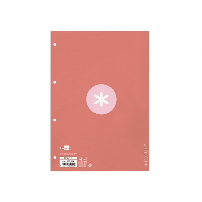 Antartik Recambio A4 80 Hojas 90gr Cuadro 5 mm 4 Taladros 1 Banda Marco Color Rosa 1