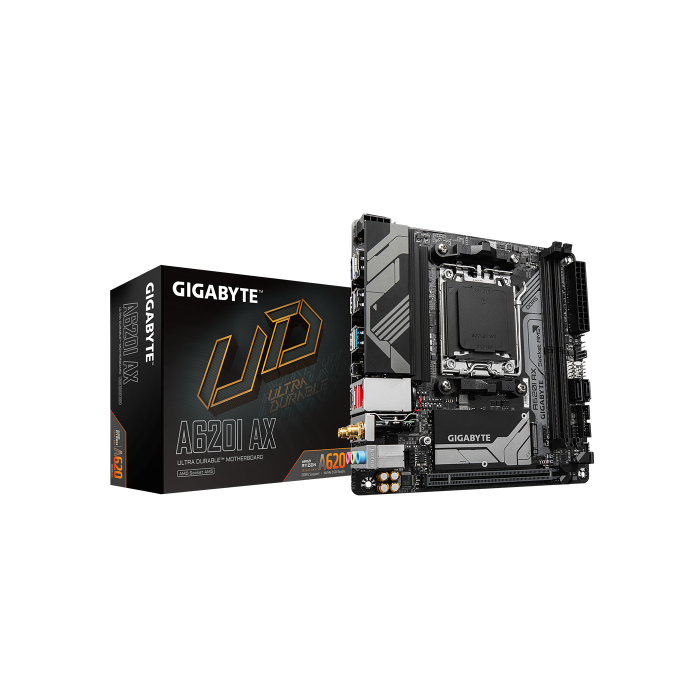 Gigabyte A620I AX Placa Base AMD A620 Socket AM5 Mini ITX, Compatible con AMD Ryzen 7000, DDR5, Wi-Fi 6E, HDMI 2.1, DisplayPort 1.4, 4096x2160 Pixeles Gigabyte A620I AX Placa Base AMD A620 Socket AM5 Mini ITX, Compatible con AMD Ryzen 7000, DDR5, Wi-Fi 6E, HDMI 2.1, DisplayPort 1.4, 4096x2160 Pixeles