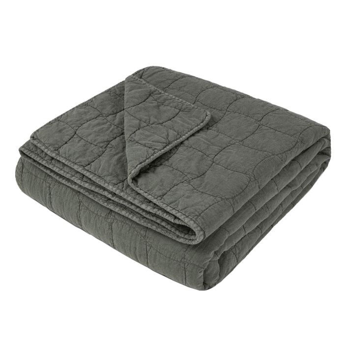 DKD Home Decor Colchas 2 c25 Colcha de Algodón Lavada a la Piedra 120 gsm Estilo Boho Verde 260 x 180 cm (2 Unidades)