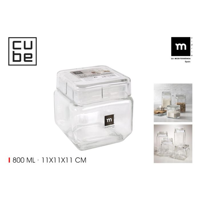 La Mediterranea Tarro de Vidrio Cube 800 ml (12 Unidades) La Mediterranea Tarro de Vidrio Cube 800 ml (12 Unidades)