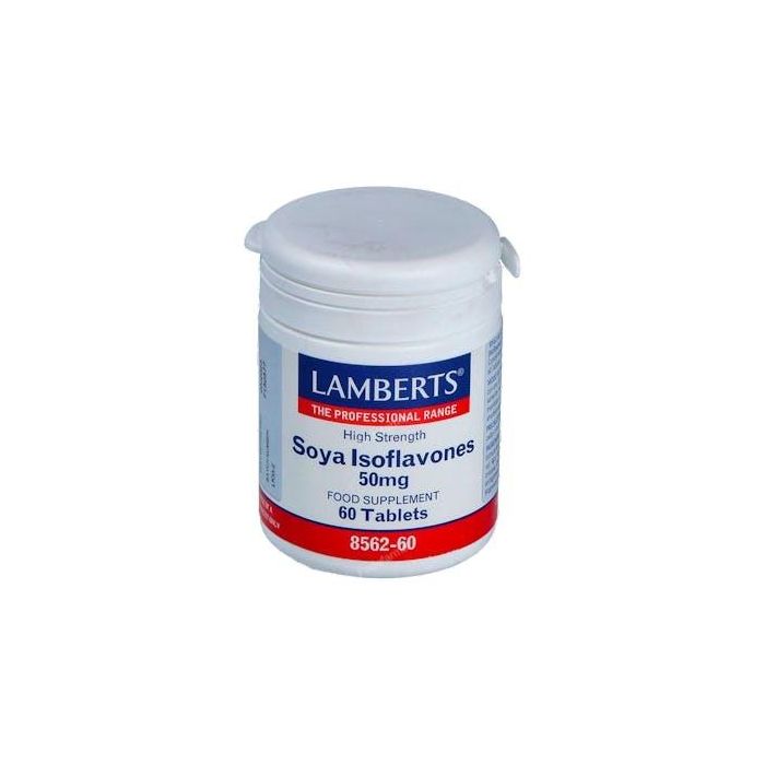 LAMBERTS Isoflavonas de Soja 50mg 60 Comprimidos. Suplemento para el bienestar femenino, apto para veganos.
