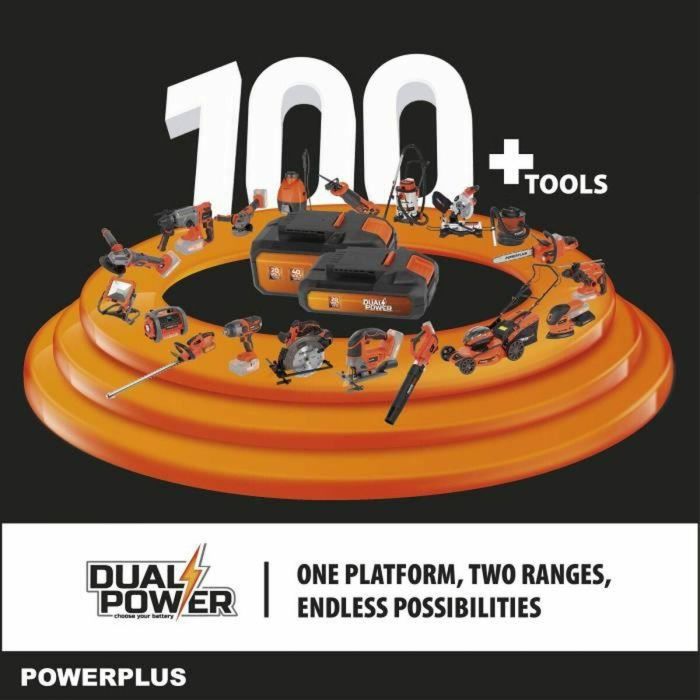 PowerPlus dual Power PowDPG7572, motosierra de batería de 20 V, guía de 100 mm para 14 dientes sin batería o cargador 4