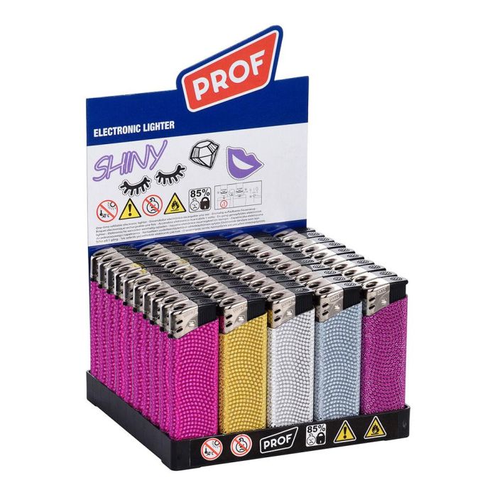 Encendedor electrónico shiny, colores surtidos euro/u 3