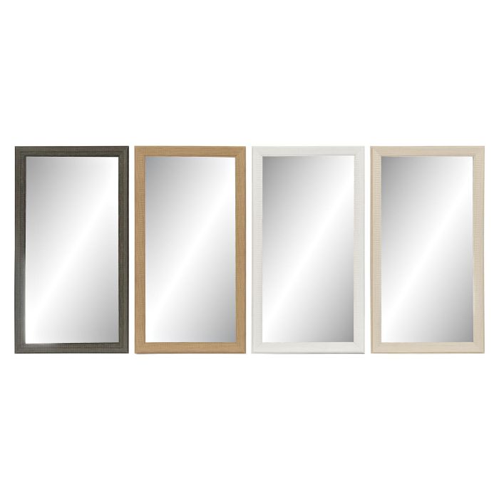 Espejo de pared DKD Home Decor Cristal Natural Marrón Blanco Gris oscuro PS 4 Unidades (36 x 2 x 66 cm)