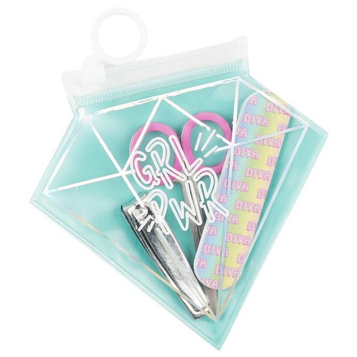 Cosmetic Club Juego de Manicura 3 Piezas con Lima, Tijeras y Cortaúñas en Bolsa Zip 4