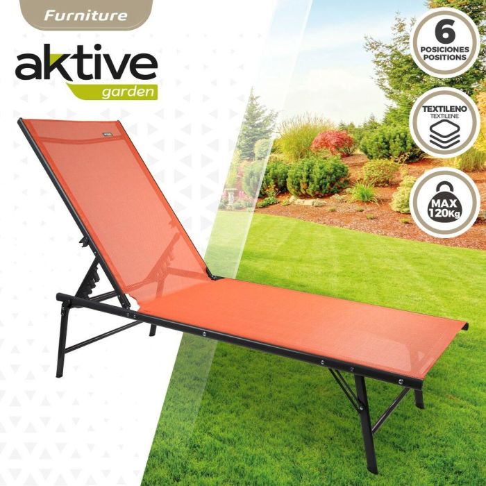 Tumbona reclinable Aktive Naranja 180 x 35 x 49 cm (2 Unidades) 5