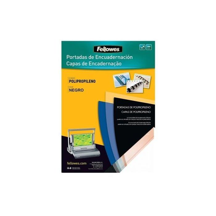 Tapa De Encuadernacion Fellowes Din A4 Polipropileno Negro 500 Micras Pack De 100 Unidades
