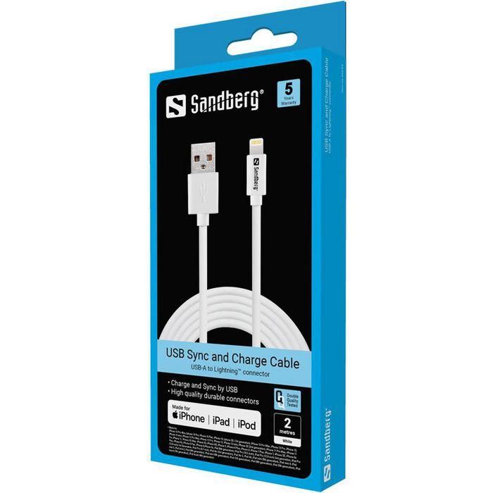 Sandberg USB to Lightning 2m AppleApproved 1 Sandberg USB to Lightning 2m AppleApproved 1