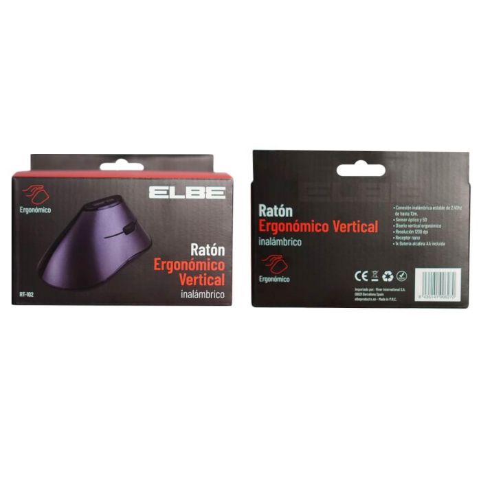Elbe Ratón Inalámbrico Vertical Ergonómico RT-102 con Pila Incluida Negro 6