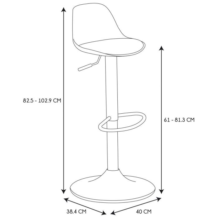 Home Deco Factory Taburete Bar Isak Negro Colección Industriel - Asiento Acolchado, Altura Regulable 83-104 cm 5 Home Deco Factory Taburete Bar Isak Negro Colección Industriel - Asiento Acolchado, Altura Regulable 83-104 cm 5