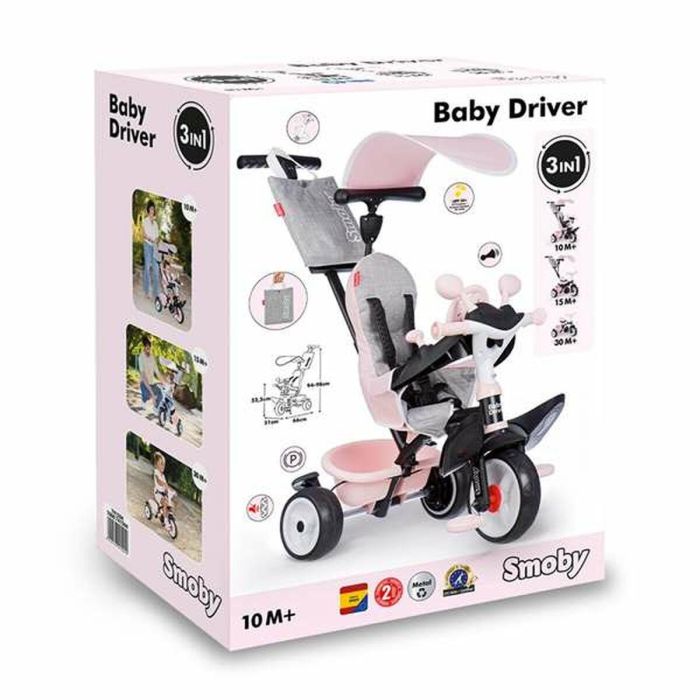 Smoby SMO741504 Triciclo Baby Driver Rosa 12 Smoby SMO741504 Triciclo Baby Driver Rosa 12