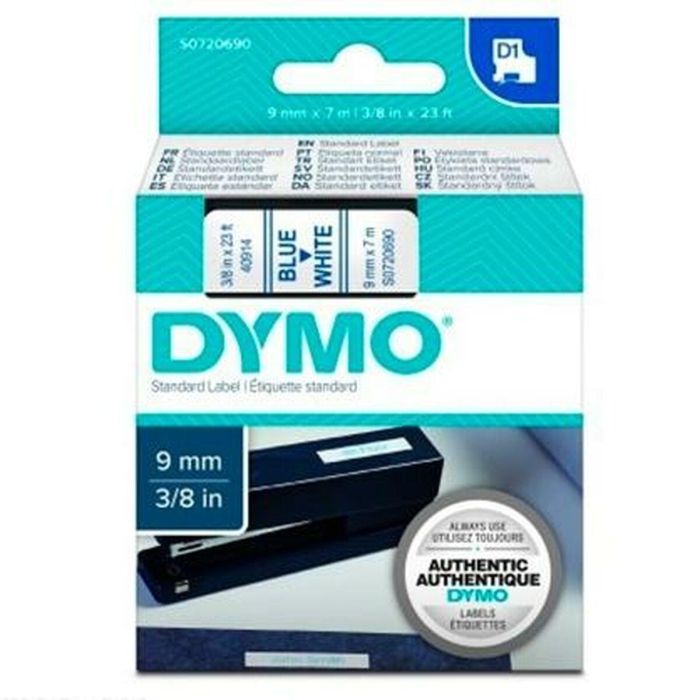Cinta Laminada para Rotuladoras Dymo D1 40914 9 mm LabelManager™ Blanco Azul (5 Unidades) 2