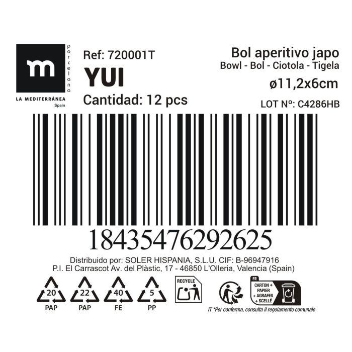 Bol Aperitivo Japonés Yui Ø11.2x6 cm - Inde (36 Unidades) 3 Bol Aperitivo Japonés Yui Ø11.2x6 cm - Inde (36 Unidades) 3