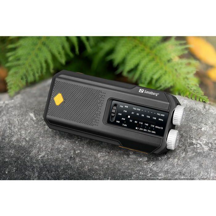 Sandberg Survivor All-in-1 2000 Radio Multifunción con Powerbank, Altavoz, Linterna y Carga Solar/Manivela 10