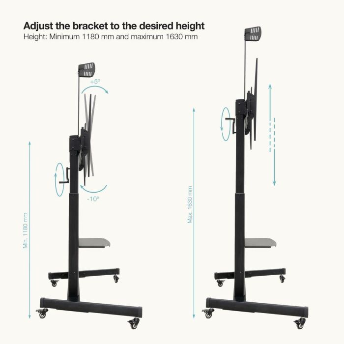TooQ FS20406HM-B Soporte de Suelo con Ruedas para TV 60"-100" "AQUILES" 130 kg Negro 12 TooQ FS20406HM-B Soporte de Suelo con Ruedas para TV 60"-100" "AQUILES" 130 kg Negro 12