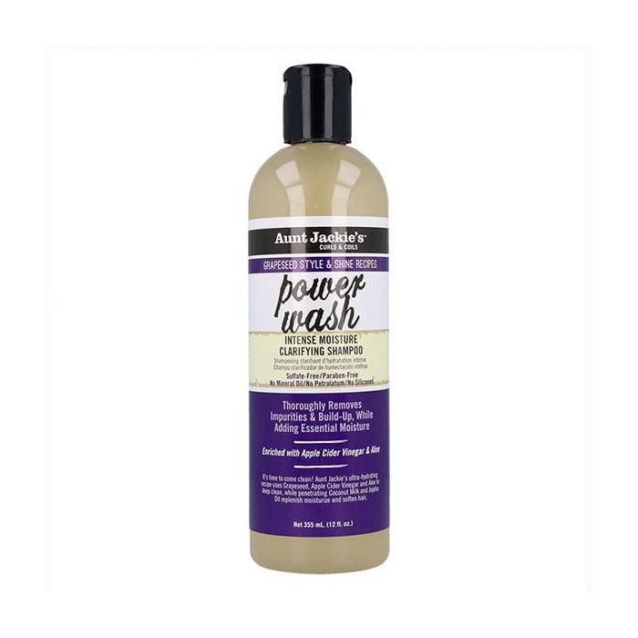 Aunt Jackie'S Champú Curls & Coils Grapeseed Power Wash - Hidratante y Clarificante Sin Sulfato 355 ml/12Oz