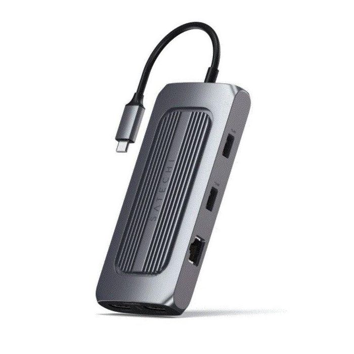 Satechi Adaptador Multiport MX USB-C con Dual 4K HDMI, 100W PD, Gigabit Ethernet, USB-C, 2 x USB-A 3.0, Lector SD y Audio Jack