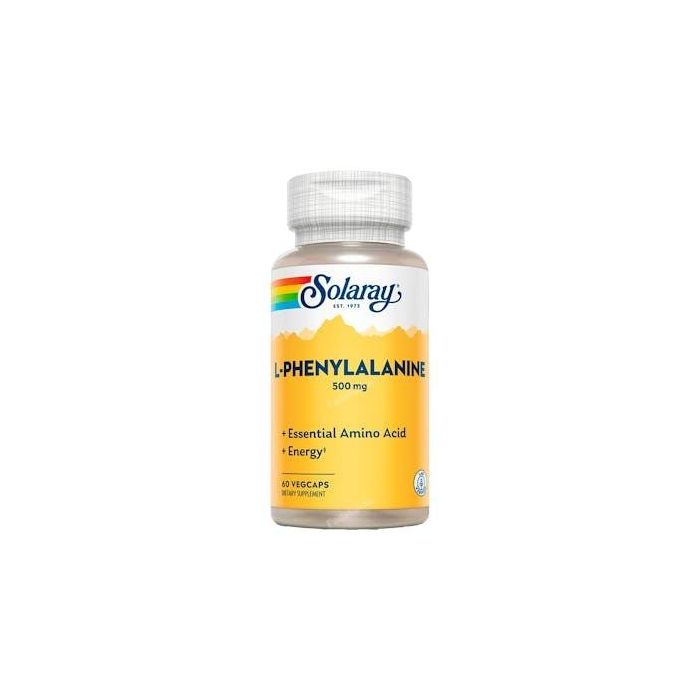 SOLARAY L-Fenilalanina 500 mg, 60 Cápsulas - Aminoácido esencial de fermentación, apto para veganos