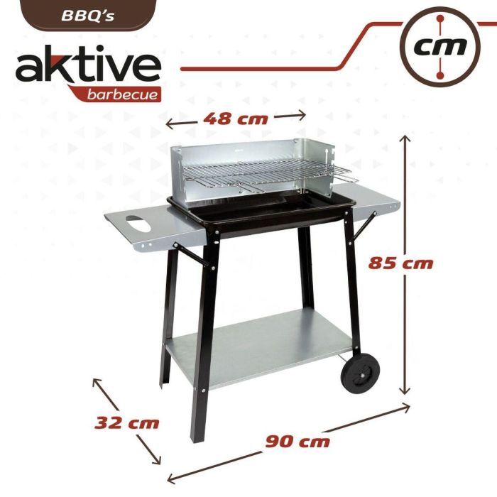 Barbacoa de Carbón con Ruedas Aktive Metal esmaltado 90 x 85 x 32 cm Negro 1 Barbacoa de Carbón con Ruedas Aktive Metal esmaltado 90 x 85 x 32 cm Negro 1