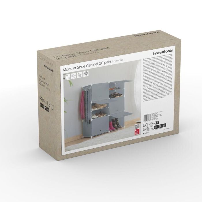 Zapatero Modular Portátil InnovaGoods Gris 5