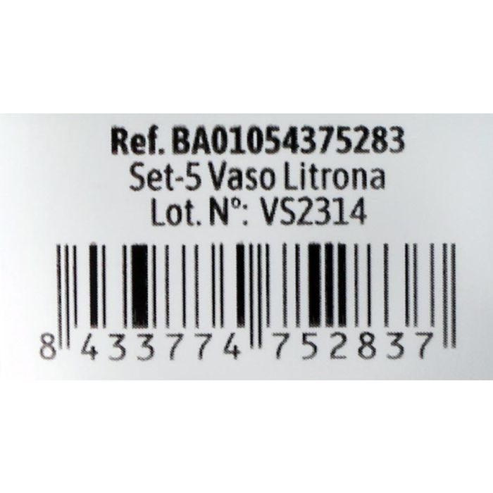 Set de 5 vasos litrona Algon (24 Cajas) 3 Set de 5 vasos litrona Algon (24 Cajas) 3