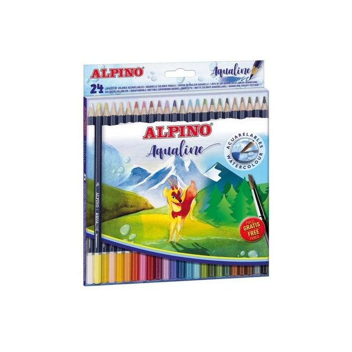 Alpino Lápices De Colores Aqualine Acuarelables 175 mm Estuche De 24 C-Surtidos