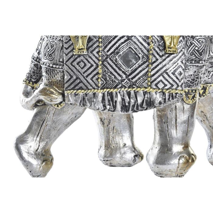 Figura Decorativa DKD Home Decor Elefante Plateado Dorado Resina (22,5 x 10,7 x 21,5 cm) (2 Unidades) 2