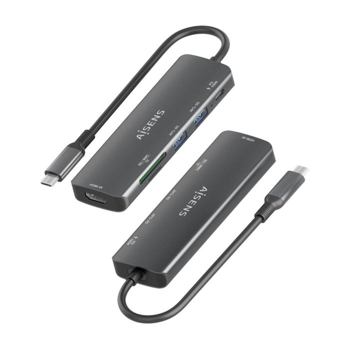 Hub USB Aisens USB-C DOCK 6 EN 1 GRIS Gris 100 W 6 Hub USB Aisens USB-C DOCK 6 EN 1 GRIS Gris 100 W 6