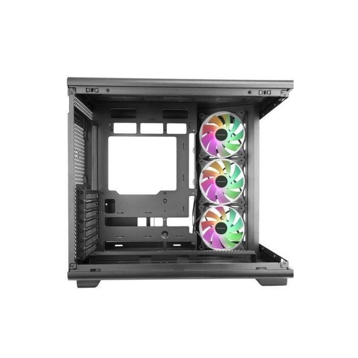 Mars Gaming MC-REV Caja Torre Gaming con Flujo de Aire Invertido, 3x Ventiladores ARGB y Doble Cristal Templado, Soporte GPU Vertical, ATX 4