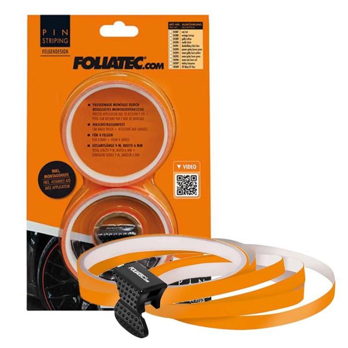 Foliatec FO34388 Tiras Adhesivas Pin Stripe para Llantas de Coche, Naranja con Ayuda de Montaje, 8.6m (4x2.15m) x 6mm 0 Foliatec FO34388 Tiras Adhesivas Pin Stripe para Llantas de Coche, Naranja con Ayuda de Montaje, 8.6m (4x2.15m) x 6mm 0