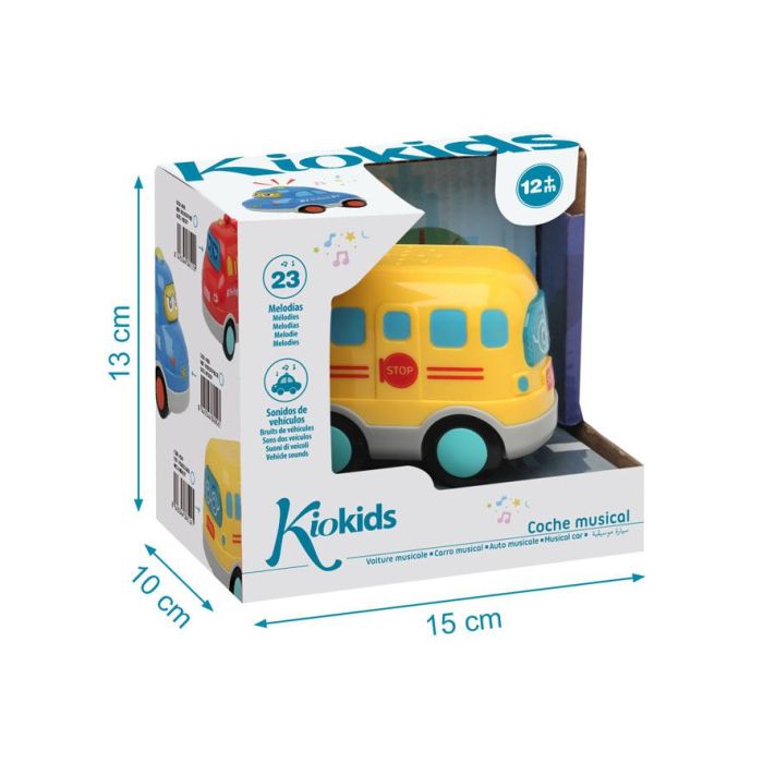KioKids Bus Escolar de Juguete con Luz y Sonido para Bebés +12 Meses, 23 Melodías y Sonidos, Plástico Amarillo 4