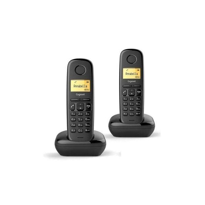 Gigaset L36852-H2802-D201 Teléfono Inalámbrico A170 Pack DUO Negro | Pantalla Iluminada | ECO DECT | Larga Duración