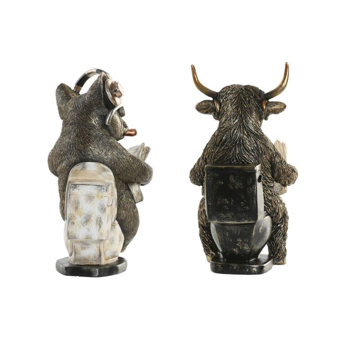 DKD Home Decor Set de 2 Figuras Decorativas Modernas Surtidas de Resina Bicolor Dorado y Plateado 11x14.5x20.5 cm para Salón 1