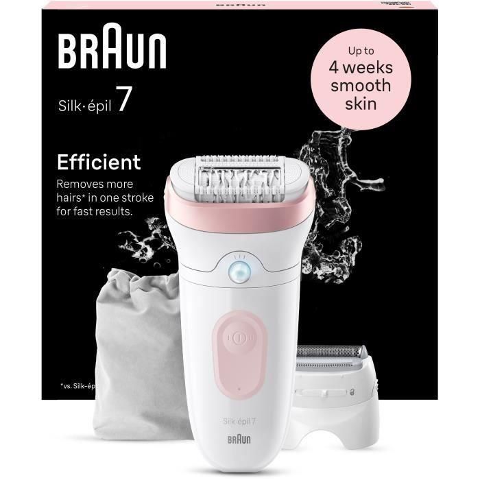 Depiladora eléctrica - BRAUN - Silk-épil 7 - Depilación fácil - Piel suave y duradera - 7-030 - Blanco / Rosa 2 Depiladora eléctrica - BRAUN - Silk-épil 7 - Depilación fácil - Piel suave y duradera - 7-030 - Blanco / Rosa 2