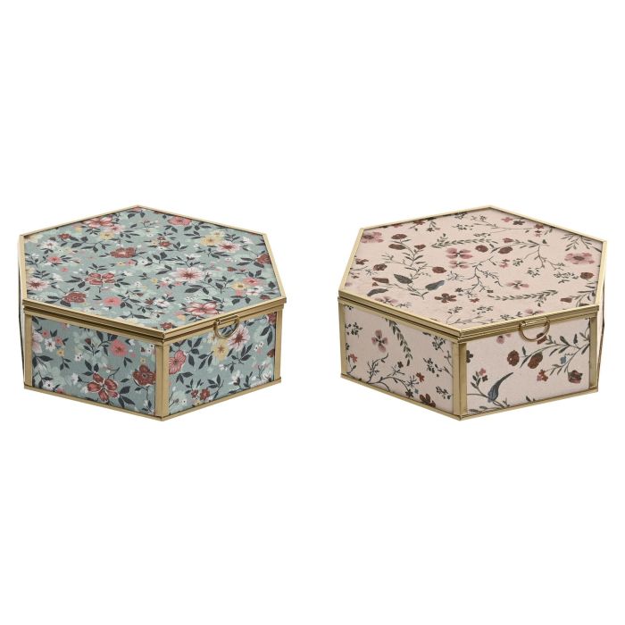 Joyero Shabby DKD Home Decor Beige Verde 17.5 x 6.5 x 20 cm (4 Unidades) 1